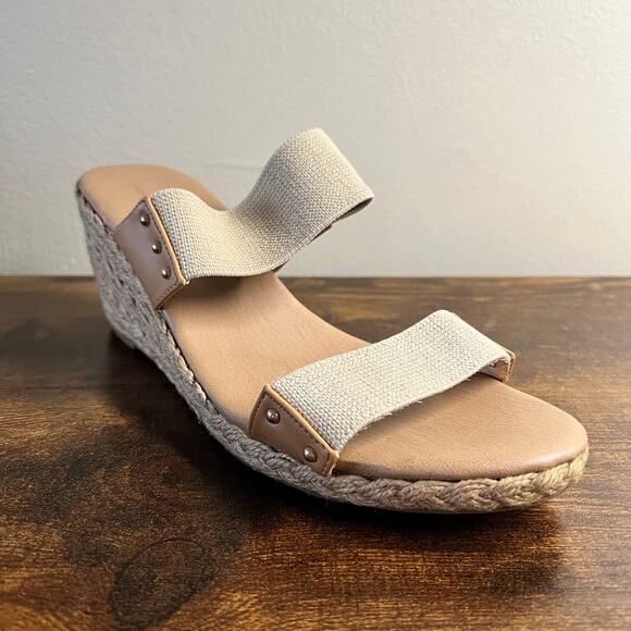 Tommy Bahama Super Wedge Sandals 10 Espadrille Slip On Open Toe Faux Leather - Picture 3 of 9